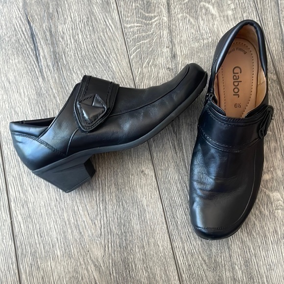 Gabor shoes size 6 1/2 black leather zip up side - Picture 1 of 10